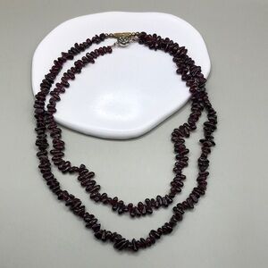 Curated bundle 2 garnet gemstone bead necklaces great for layering boho